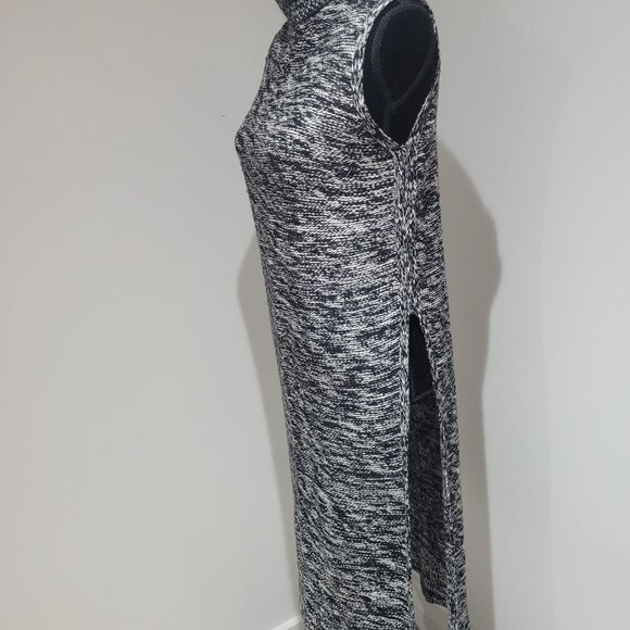 Melissa & Marley Turtleneck Knit Maxi Length Sleeveless Tunic Size M Black White - Picture 5 of 10
